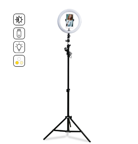 10 inch LED Ring Light with 2M Tripod Stand Cell Phone Holder for Live Stream Makeup YouTube Dimmable Beauty Ringlight