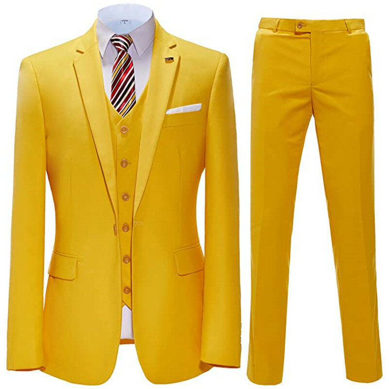 Traje Formal para hombre, traje de 3 piezas de ajuste Regular, esmoquin sólido para graduación, conjunto de trajes de negocios para novios DE BODA (Blazer + chaleco + Pantalones)