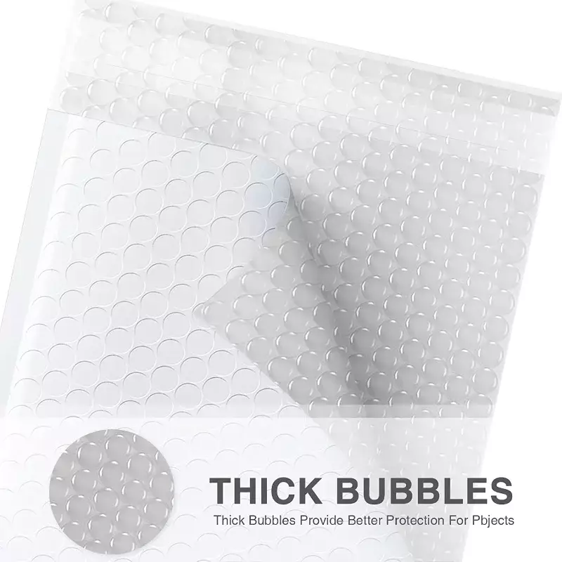 Sobres de burbujas de polietileno blanco, sobres acolchados con autosellado, bolsas de regalo impermeables para libros, 50 piezas