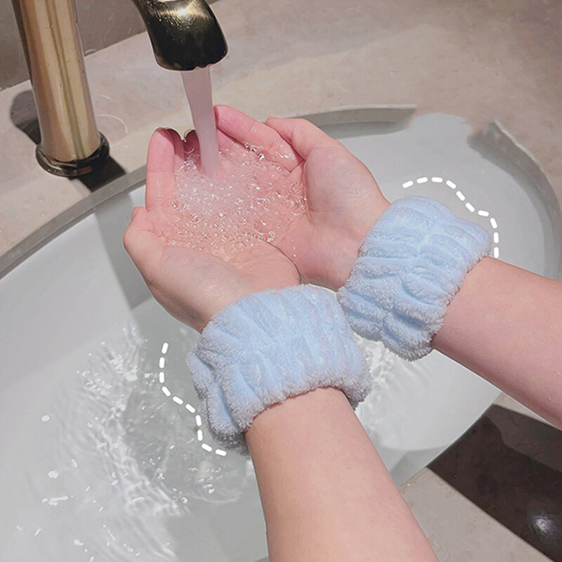 2PCS Reusable Spa Wrist Washband Soft Microfiber Towel Wristbands For Washing Face Women Girl Yoga Running Sport Wrist Sweatband