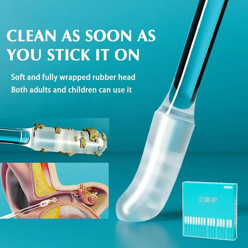 24Pcs/box Small/Large Disposable Ear Swabs Ear Cleaner Sticky Sticky Earwax Remover Stick Silicone Soft Ear Wax Removal Tool