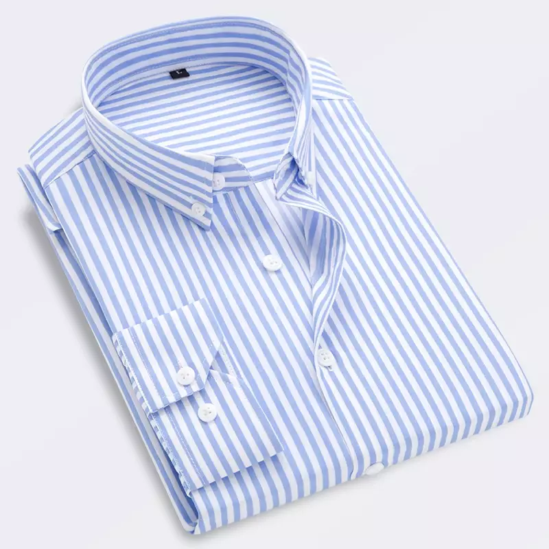 جديد تماما الرجال قميص الذكور فستان قمصان مخطط الرجال عادية كم طويل الأعمال الرسمي منقوشة قميص camisa الاجتماعية