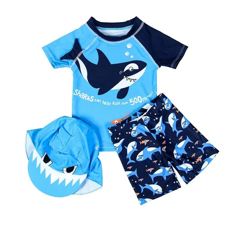 Swimsuit Boys UPF50 Baby Swimwear Shark Dinosaur UV Bathing Suit for Boy 3 Pcs Toddler Surfing Diving Suit Children's Rash Guard