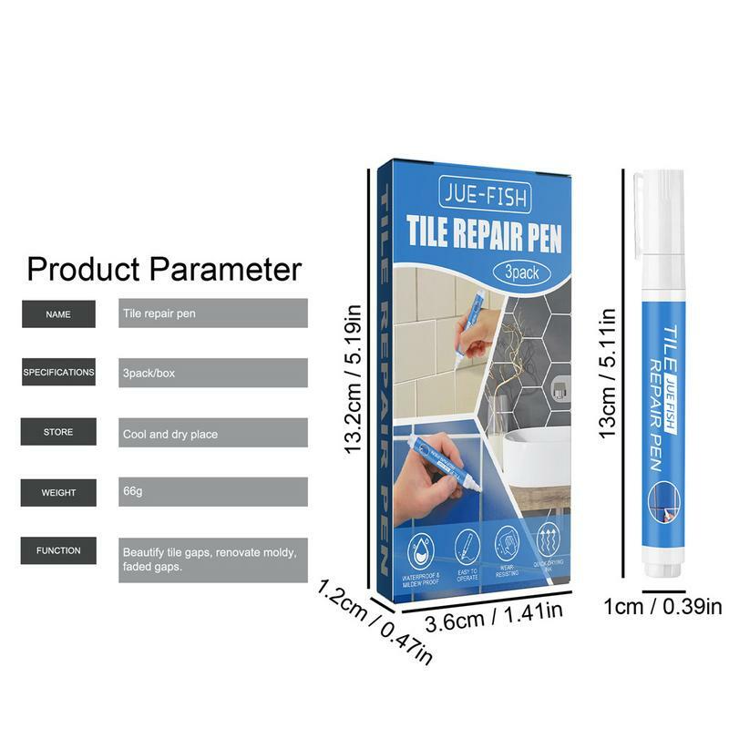 3pcs/pack Grout Pen Touch Repair Marker Tile Gap Restore And Renew Grout Line Quick Dry Tile Grout Squeeze Tube White