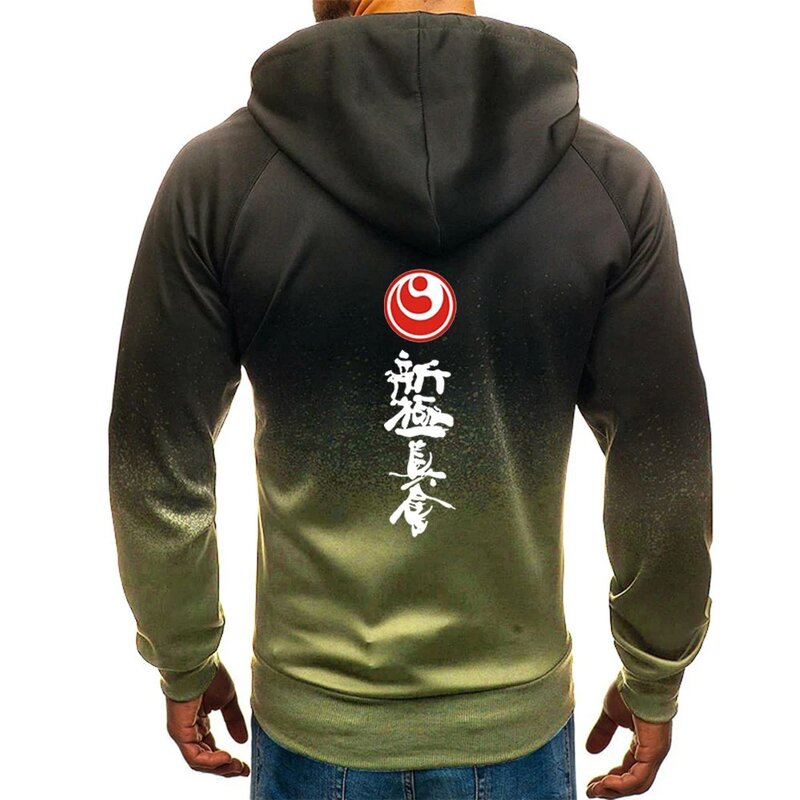 Kyokushin-Jaqueta de cor gradiente masculina, casaco de zíper, casual, confortável, lazer, karatê, primavera e outono, 2024