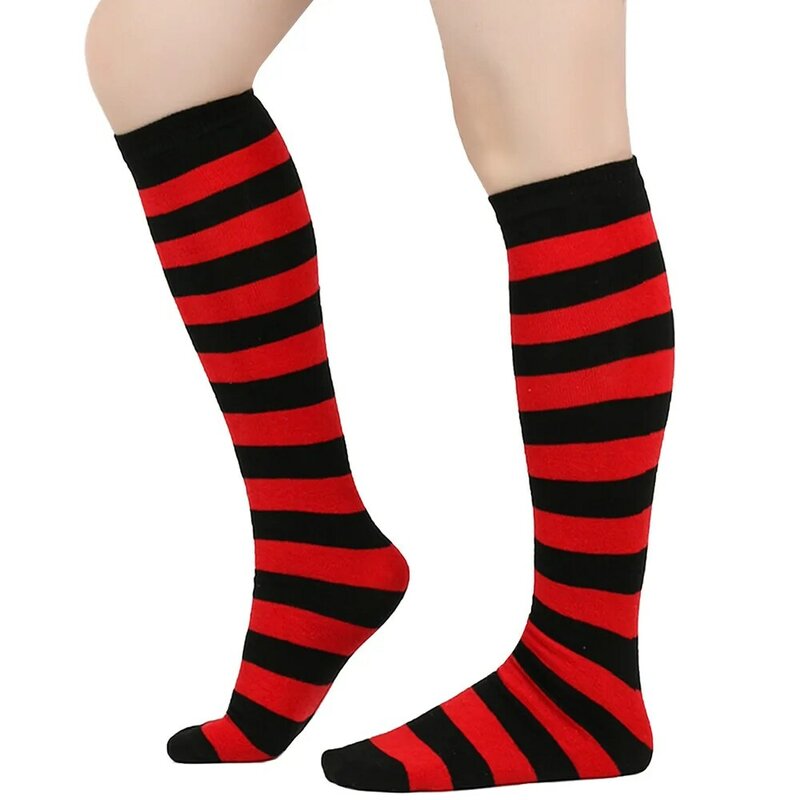 Womens Girls Striped Stocking Socks Knee High Socks Hosiery Casual Over The Calf Tube Socks Costume Leg Warmers Boots Socks