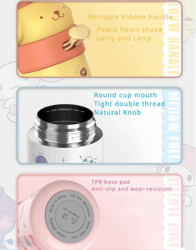 Женская чашка для воды 350 мл Kawaii My Melody, термокружки, аниме мультфильм Kuromi, соковыжималка, Изолированная бутылка для воды, детские подарки