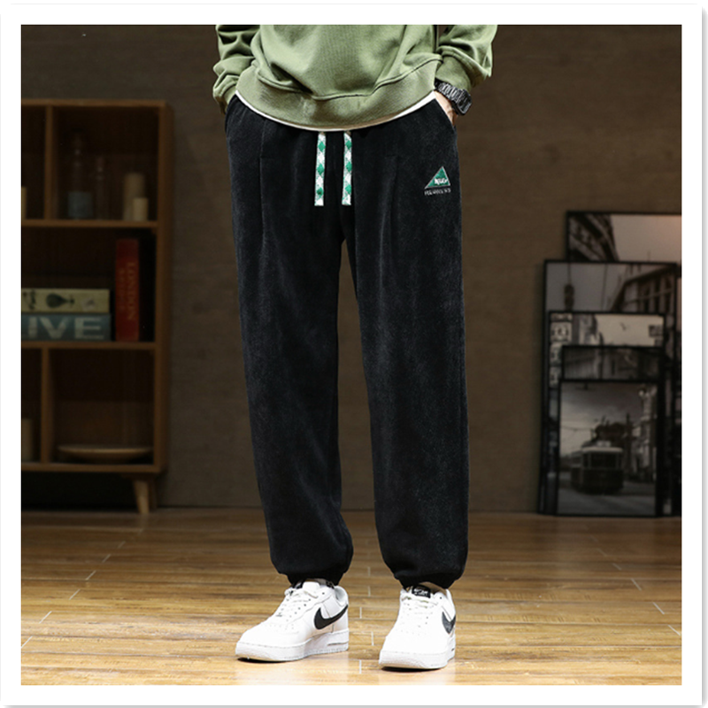 Pantalones de pana de talla grande para hombre, pantalón informal de pierna ancha, holgado, con cordón, 8XL, primavera y otoño