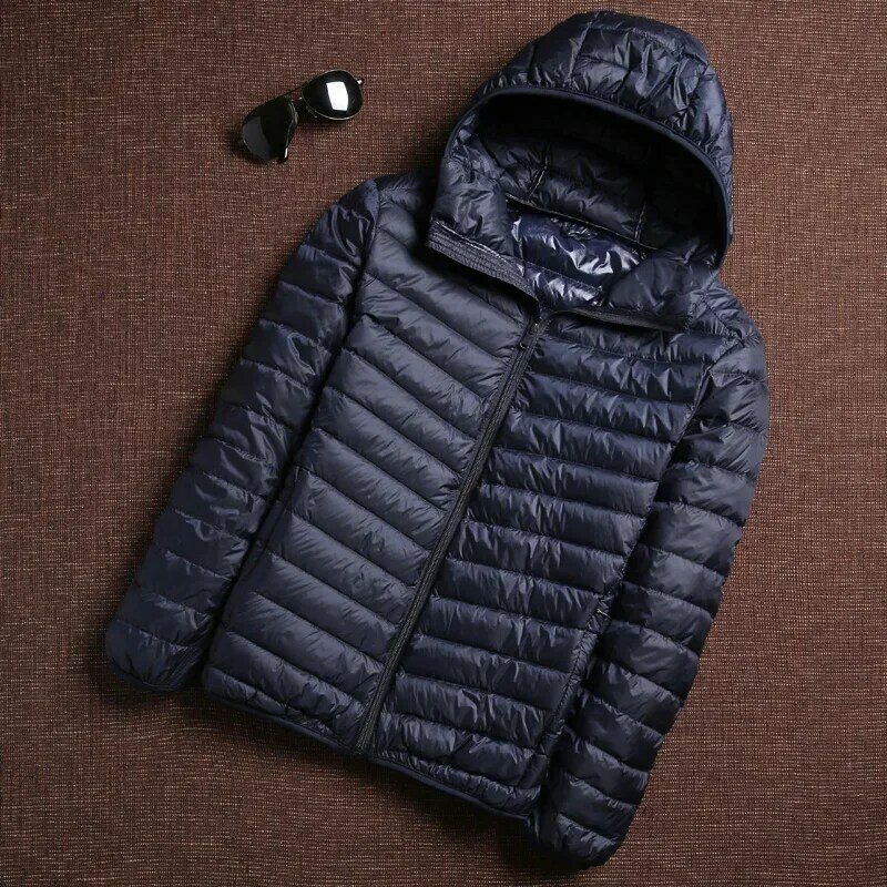 Men Puffer Jackets Mens Korean Fashion Casual Hooded Ultra Light Packable Water and Wind-Resistant Breathable Down Coat Jacket