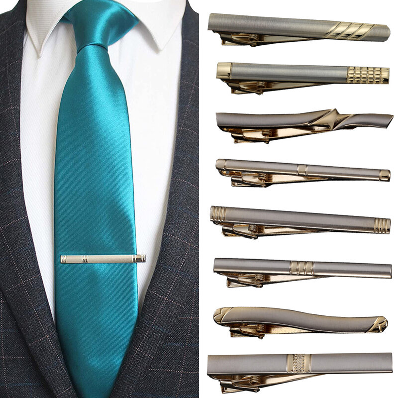 Clip de Corbata de Metal de diseño de lujo para hombres, broche de corbata de boda, Clip de corbatas de caballero, Pin de corbata de cristal para hombres, accesorios de joyería
