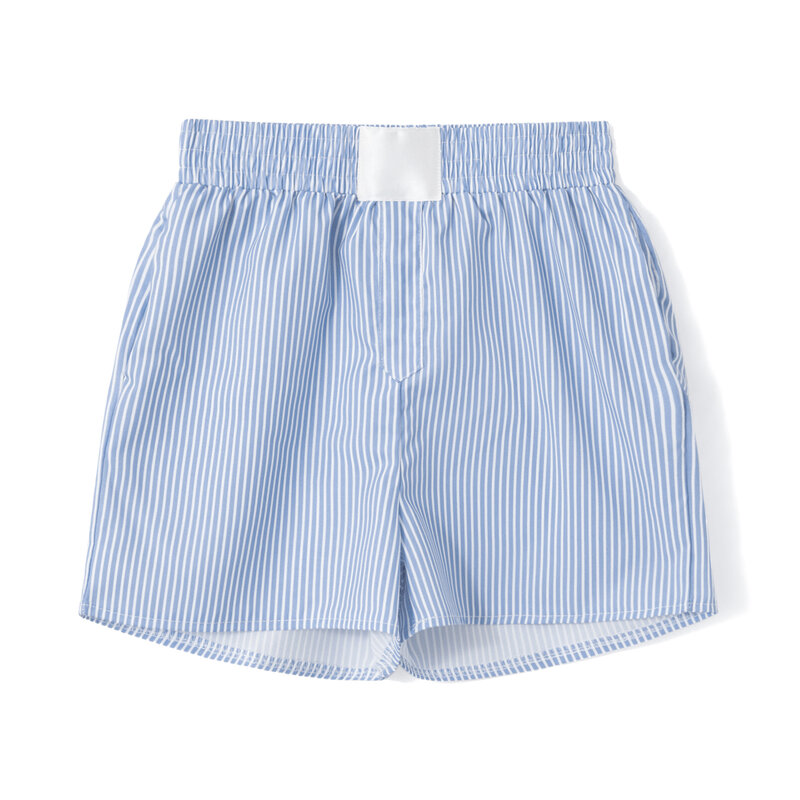 Women's Fashion Loose Shorts Stripe High Elastic Waist Short Pants Summer Casual Shorts