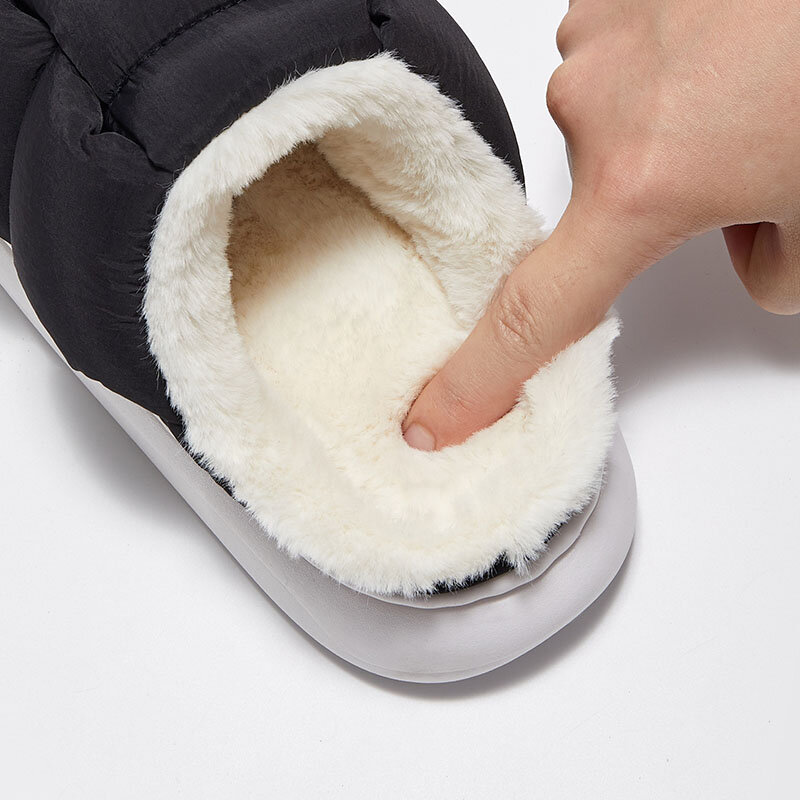 Comwarm New Fashion Plush Slippers For Woman Man Bread Shoes Winter Warm Thick Platform Waterproof Slippers Outdoor Home Shoes