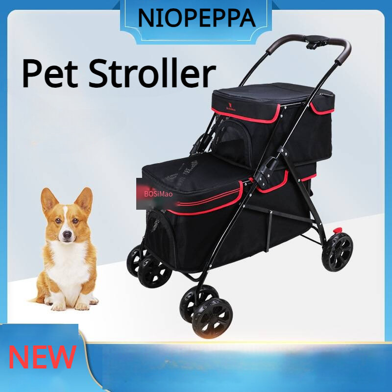 Прогулочная коляска для домашних животных, Складная легкая прогулочная коляска для маленьких и средних собак