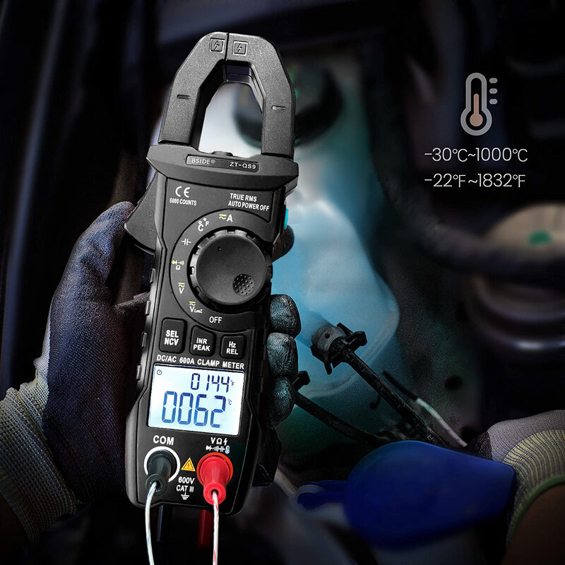 BSIDE-Smart Digital Clamp Meter, Atual True RMS, Amperímetro Alicate, Auto Rang, 6000 Multímetro, Tensão Hz Ohm NCV Tester, DC AC, 600A