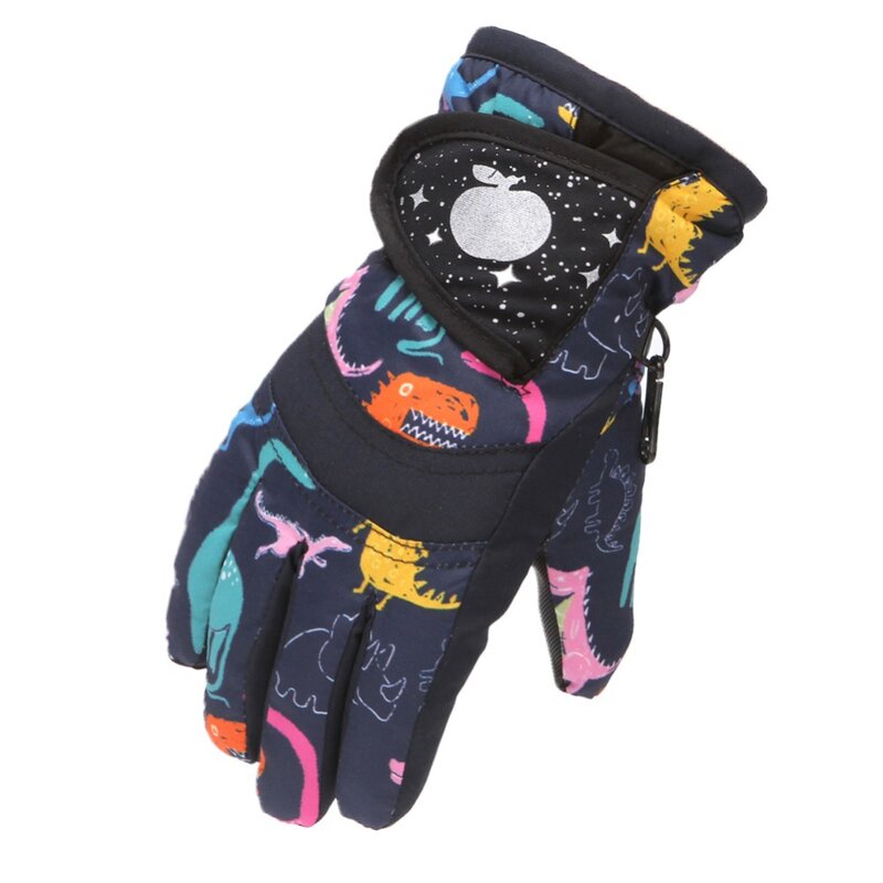 1 пара Нескользящие Детские лыжные перчатки, спортивные перчатки, водонепроницаемые плотные варежки с закрытыми пальцами, ветрозащитные теплые зимние варежки, лыжные