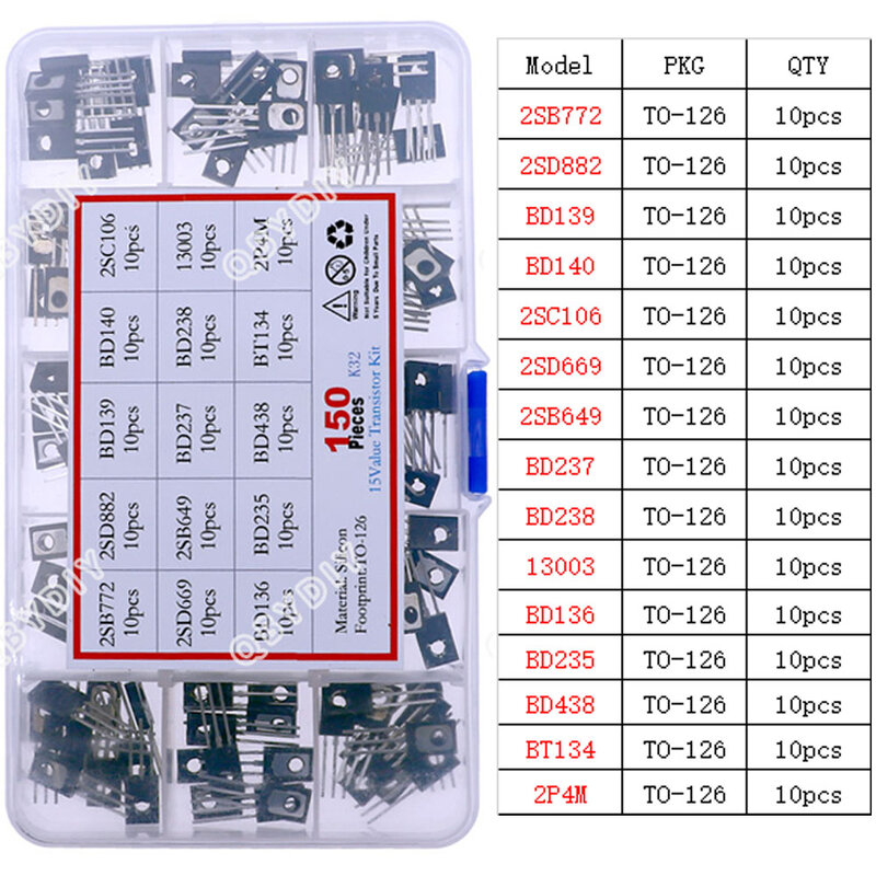 Mosfet 트라이오드 사이리스터 PNP NPN 전압 조정기 칩 트랜지스터 모음 키트, TO-92 TO-126 TO-220 시리즈, DIY 혼합 세트 박스