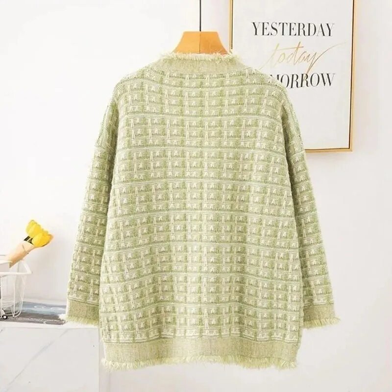 2024 Spring Autumn New Knitted Cardigan Jacket Women Long Sleeve V-Neck Knitted Sweaters Female Casual All-Match Ladies Coat Top