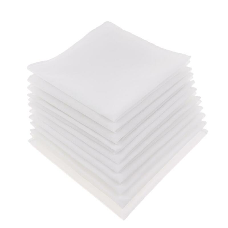 10pcs   Cotton Pocket Square White Solid Handkerchief Blank Chest Towel Prom Holiday Party Suit Hankie Vintage Gift Hankies