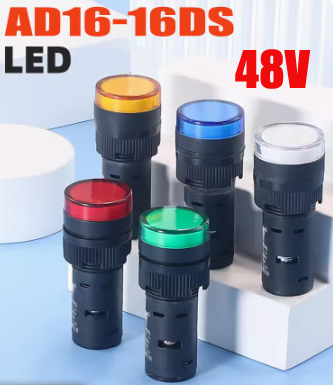 Luz indicadora de potencia Led para montaje en Panel, 1 piezas, 16mm, azul, verde, rojo, blanco, amarillo, lámpara piloto, CA, CC, AD16-16C, 48V