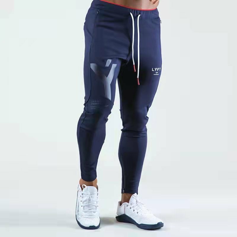 Fitness Pants for Men's Spring and Autumn New Breathable Sports and Casual Pants Slim Fit, Small Foot Zipper Guard Pants