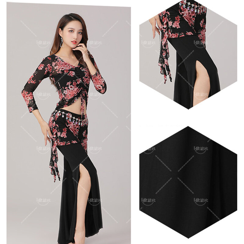 Taniec brzucha długie spodnie z rozcięciem zestaw kostium taneczny sceniczny Carnaval Disfraces dorośli seksowne spodnie damskie ubrania chiński kostium taneczny