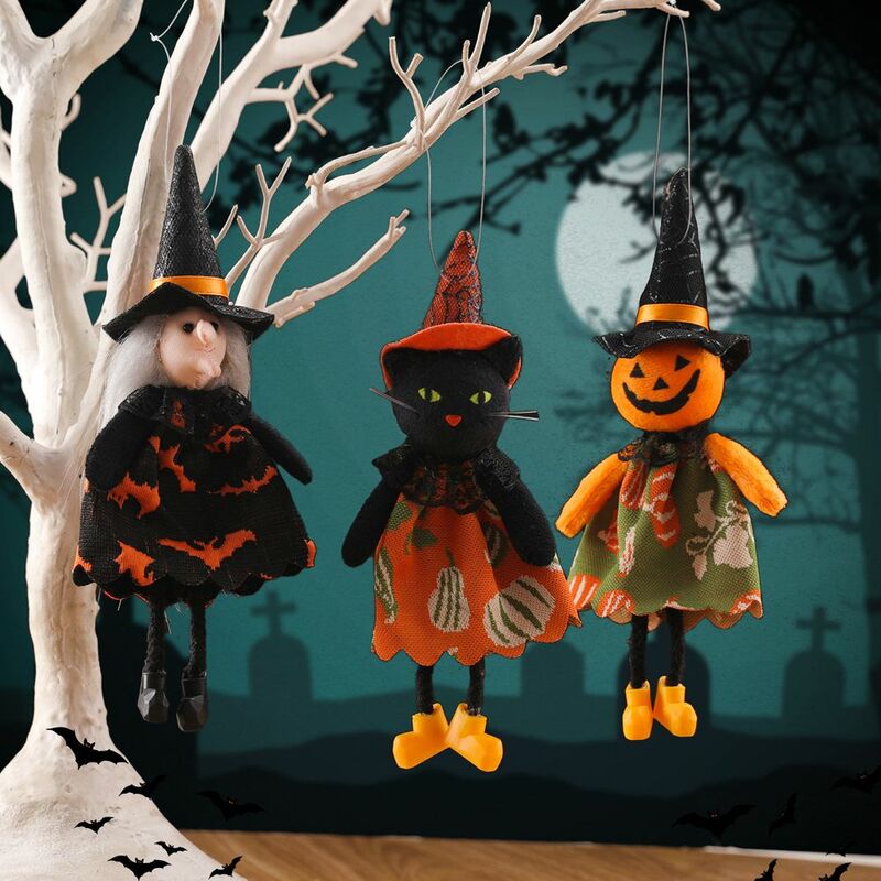 Dekorasi Festival DIY Mini dekorasi pesta labu penyihir liontin Halloween boneka mewah ornamen gantung alat peraga rumah hantu