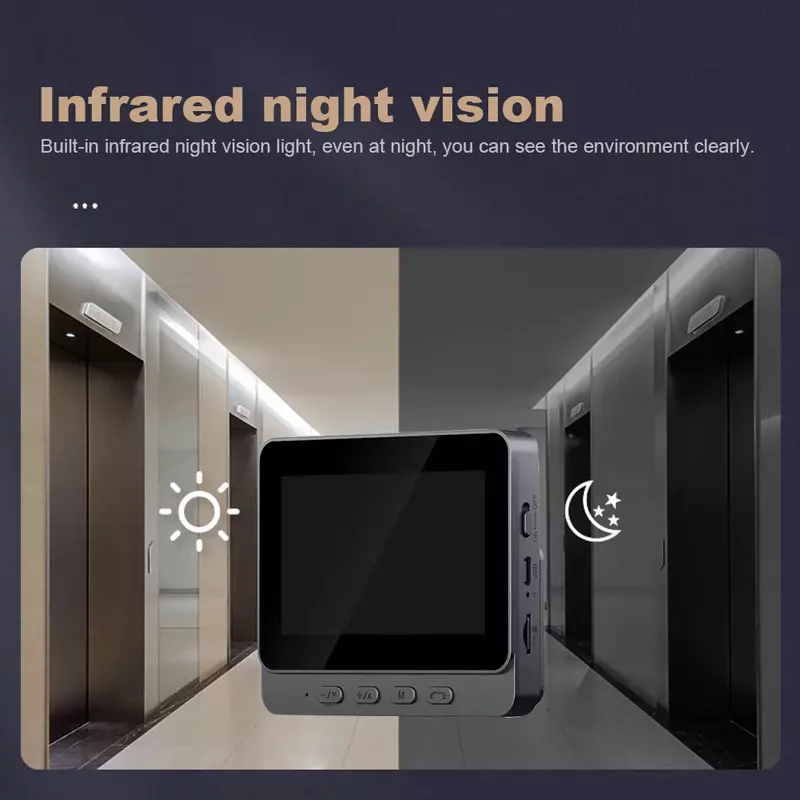 Bel Video penglihatan malam IR, bel pintu nirkabel 1080P 4.3 inci layar IPS kamera bel pintu 2.4G untuk vila rumah kantor apartemen