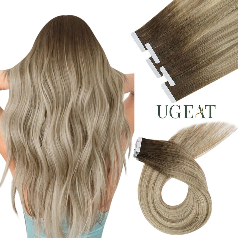 Ugeat-Extensions de Cheveux Humains Vierges, Qualité 10A, 12 Mois