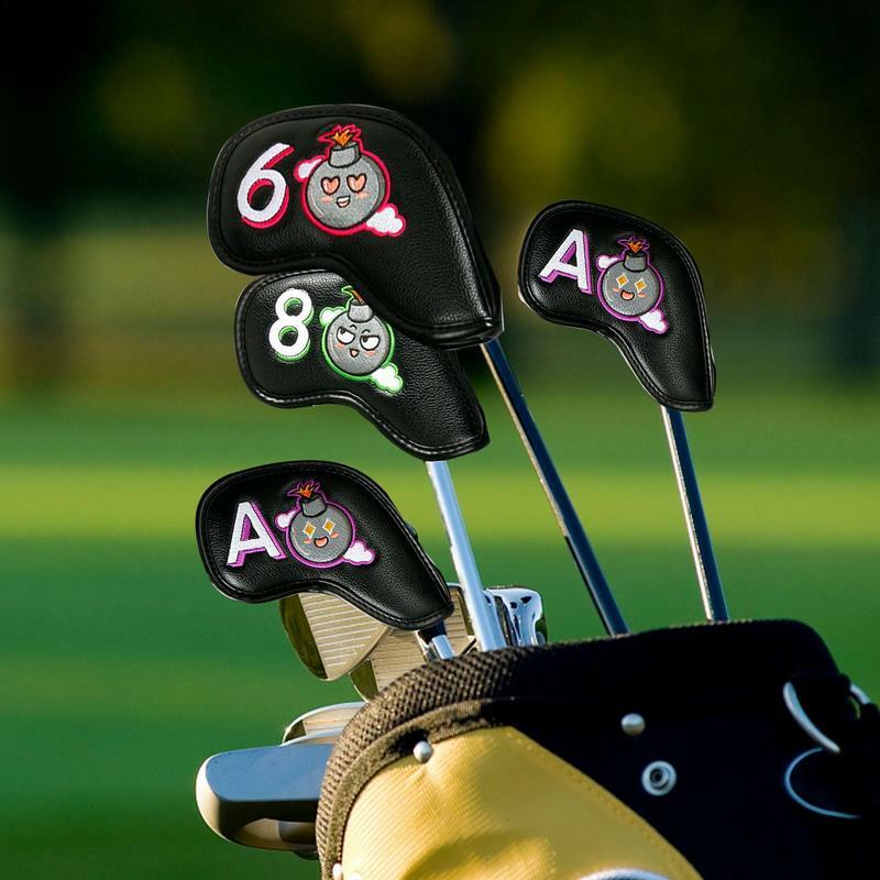 Cubierta de cabeza de hierro para Golf, Protector impermeable bordado de PU, juego de cubierta de cabeza de Golf, Putter, 10 unids/set