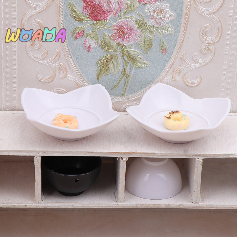 2 szt. 1/12 imitacja białych naczyń do domku dla lalek Model Mini zastawa stołowa do kuchni akcesoria dla lalek dekoracja domu