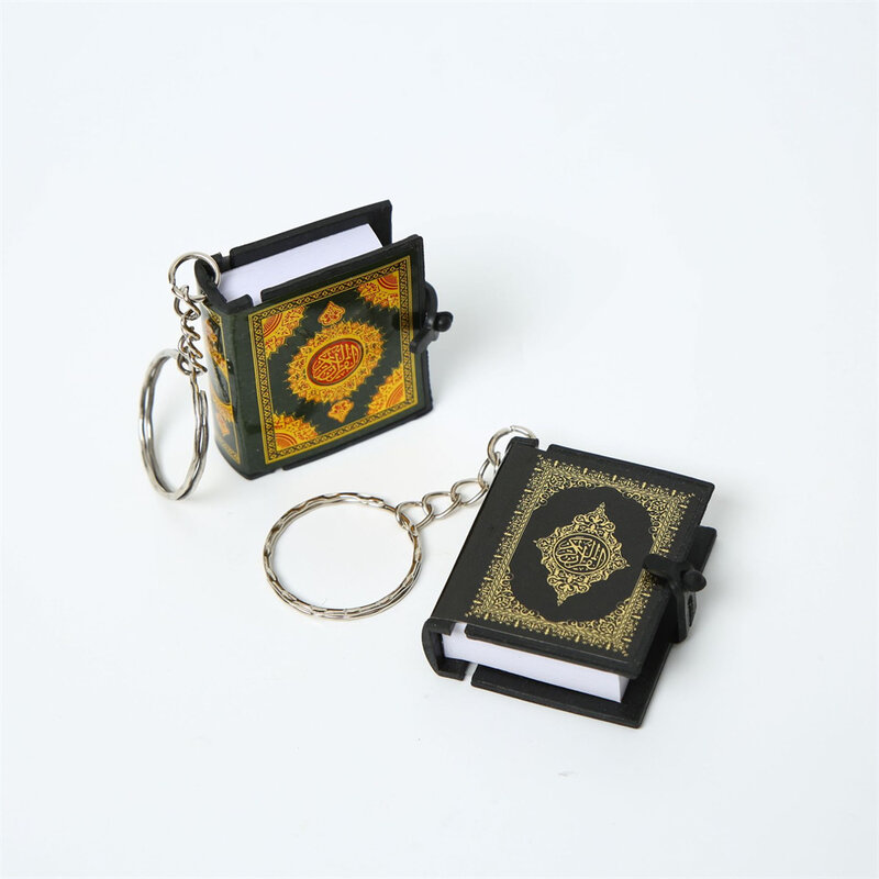 Llavero musulmán de resina, miniarca islámica, Libro del Corán, colgante de papel Real, joyería religiosa, 1 piezas