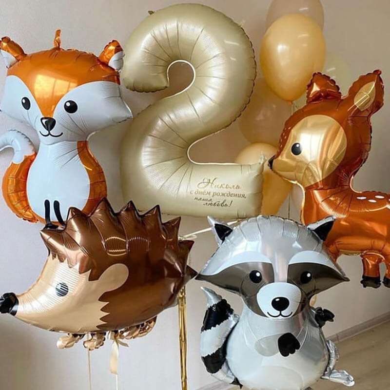 Dżungla niedźwiedź królik z balonów foliowych 40 cali karmelowy krem numer Ballon Baby Shower dzieci urodziny impreza w stylu Safari Diy dekoracje piłki