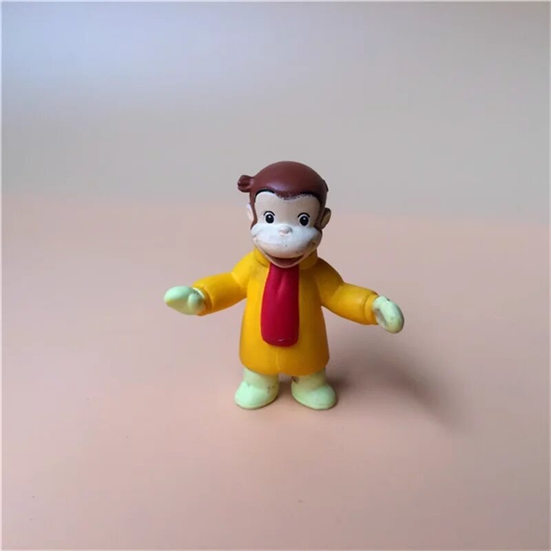 Figura em PVC para crianças, macaco curioso dos desenhos animados, boneco George Adventure, brinquedo modelo de coleção, 3-6cm
