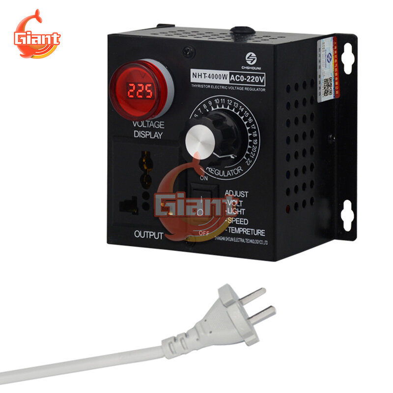 Ac 220V 4000W Voltage Regulator Draagbare Temperatuur Speed Verstelbare Voltage Regulator Compact Variabele Spanning Controller