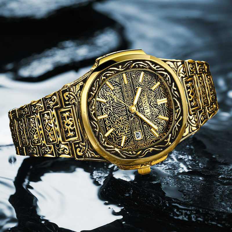 ONOLA 高級ブランドクォーツ起源腕時計メンズ 2019 ゴールド古典的なヴィンテージ腕時計防水 ユニークゴールデンファッションカジュアルメンズ腕時計