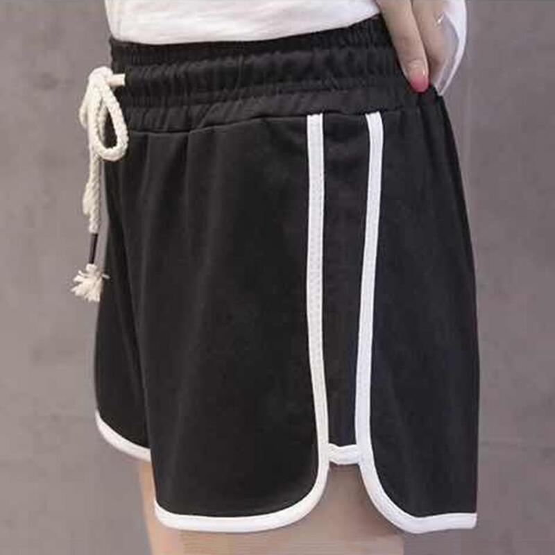 Versatile Style Shorts Stylish Women's High Waist Drawstring Sport Shorts with Pockets Casual Color Block Wide Leg for Summer