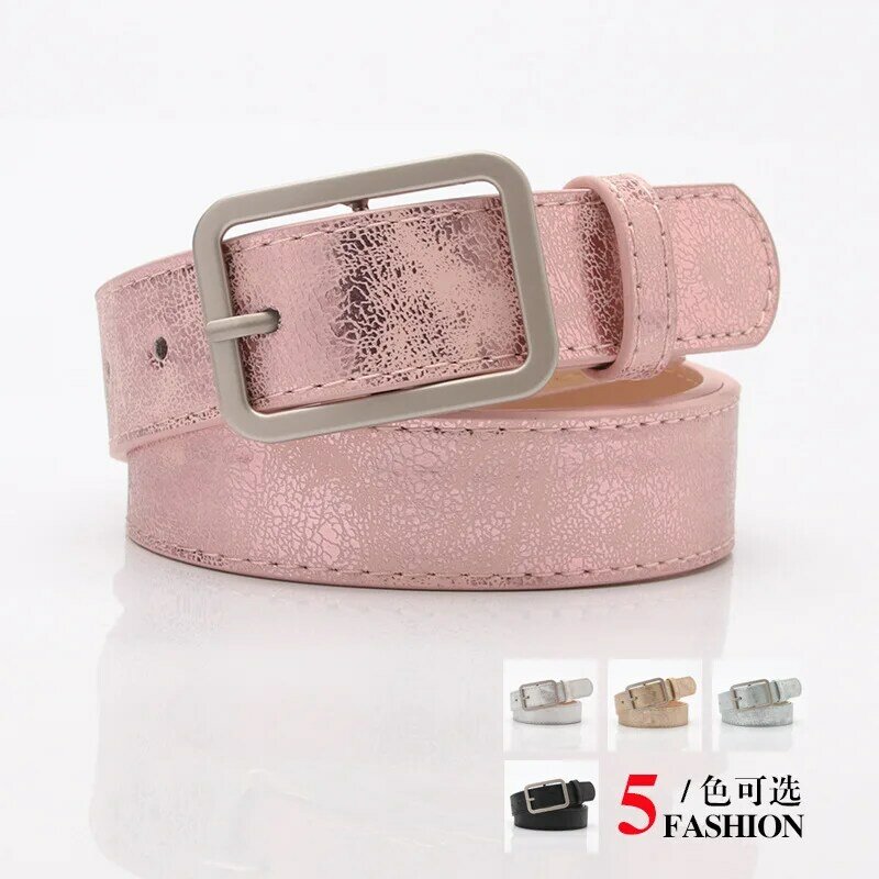 Fashion Square Pin Buckles Belts Women Silver Buckle Leather Belts for Jeans Retro Wild Belts for Women Waistbands