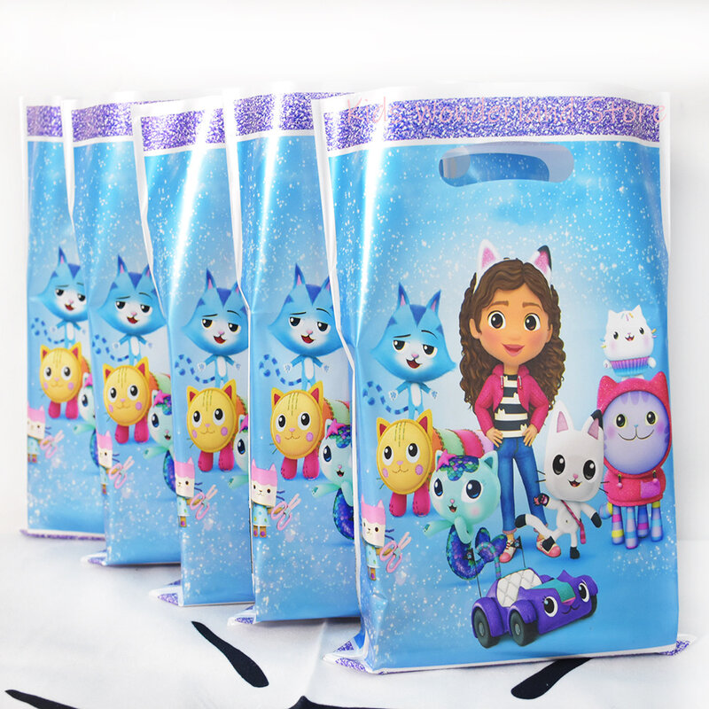 Gabby Dollhouse Cat Theme Gift Bags para meninas, Decoração do chuveiro do bebê, Cookies de chocolate, Sacos de doces