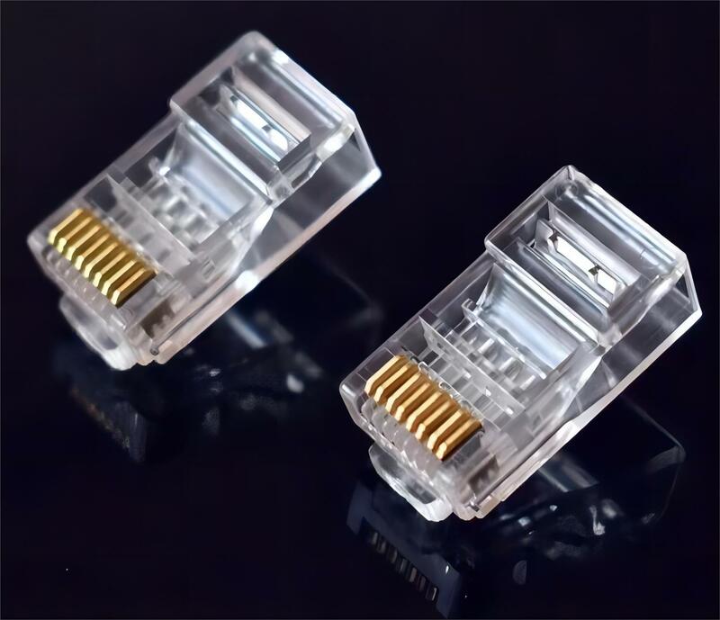 50PCS/lot RJ-45 Ethernet Cables Module Plug Network Connector For UTP Cat5 Cat5e RJ45 Network Cable Crystal Heads 8P8C