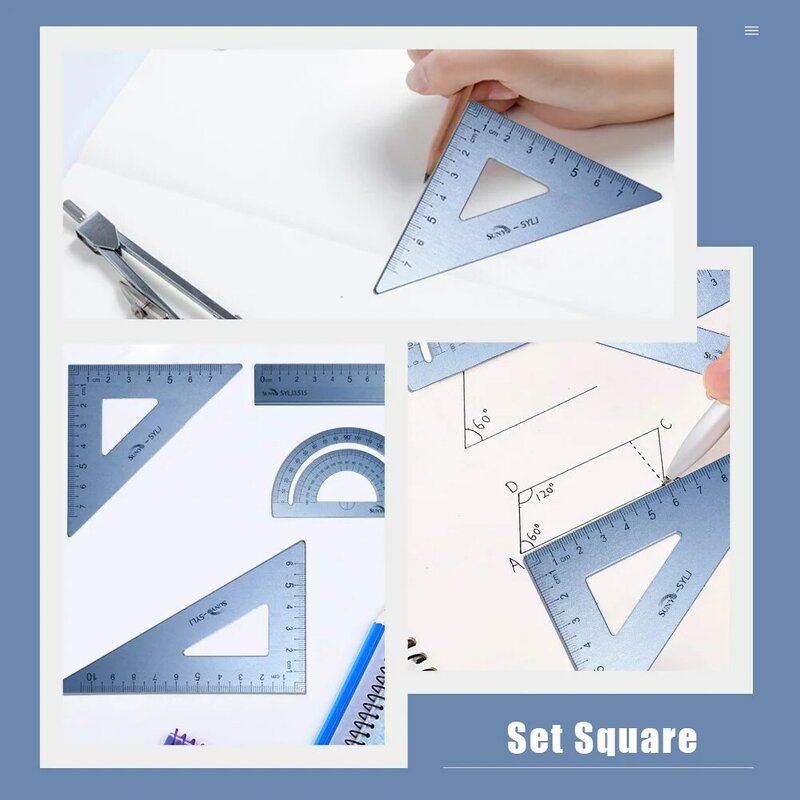 Accessories Student Ruler Set Pupils Triangles For Drawing Wear-resistant Geometry Aluminum Alloy