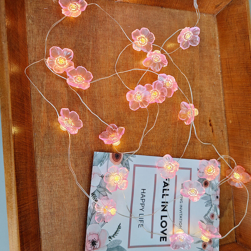 3M 30LEDS Cherry Blossom Fairy String Luzes Pink Flower String Lâmpadas Alimentado por bateria para o exterior Decoração Guirlanda de Natal