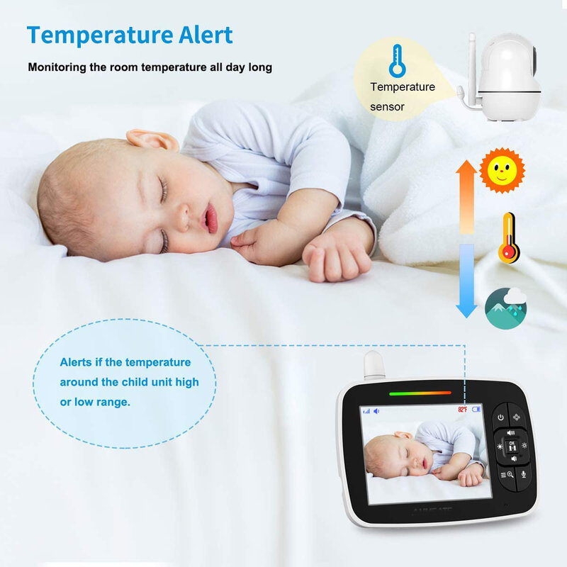 Babystar-Monitor de vídeo para bebé, pantalla HD de 3,5 pulgadas, función de visión nocturna, compatible con múltiples cámaras, modo ecológico, temperatura
