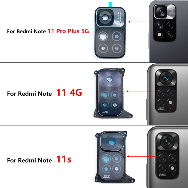 Новая задняя крышка для объектива камеры со сменным держателем рамы для Xiaomi Redmi Note 11S 11 4G 11T 11E Φ 11 13 Pro Plus