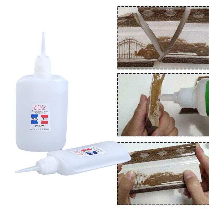 Cianoacrilato Quick Dry Super Glue, 502 Adesivo Forte, Ligação Instantânea, Couro de Borracha Metal Material de Escritório, 6Pcs