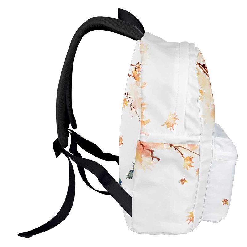 حقيبة ظهر مدرسية بأوراق قيقب وفروع وطيور بتصميم للمراهقات والطلاب ، حقيبة سفر غير رسمية للنساء
