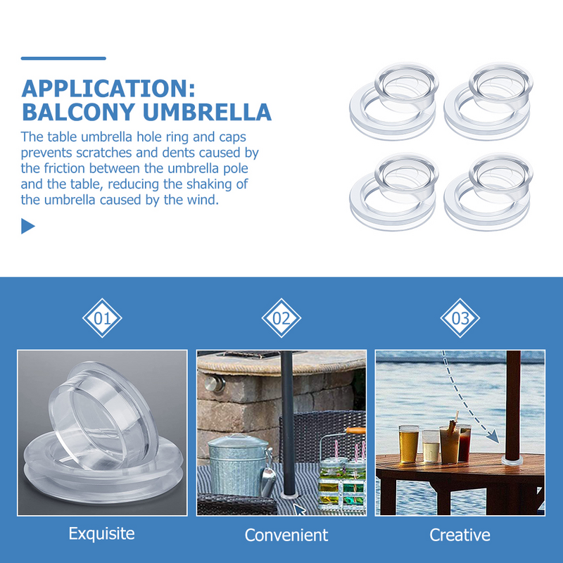 Umbrella Plug Cap Silicone Table Ring for Patio Hole Rings Transparent Caps with Yard