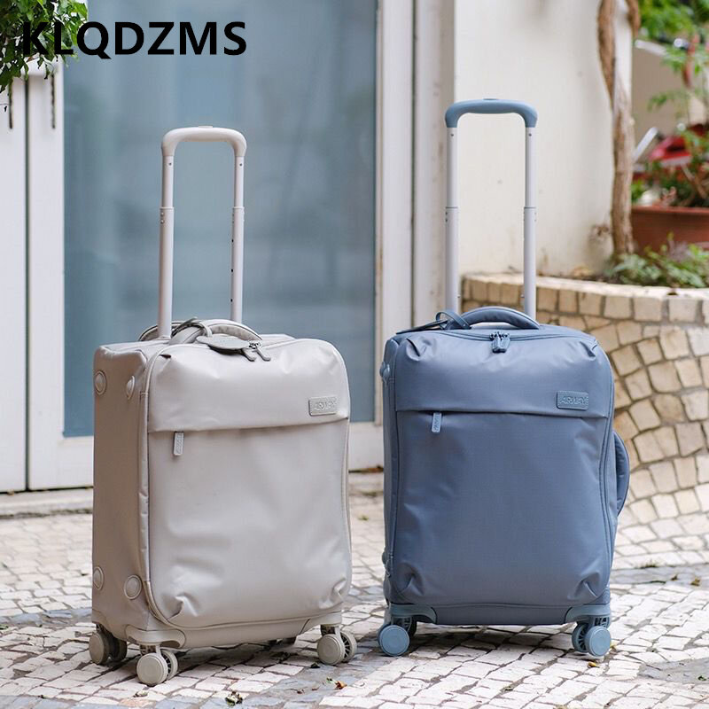 Новый чемодан KLQDZMS 24 дюйма для мальчиков, ультратонкие сумки на колесиках для девочек, нейлоновый противоударный чемодан на колесиках, универсальный чемодан на колесиках
