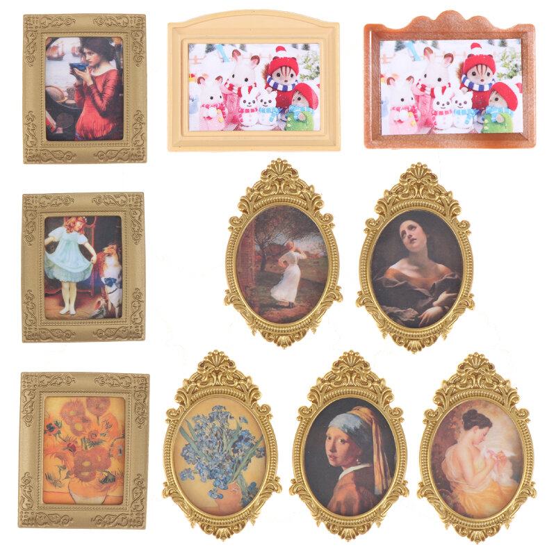 Dollhouse Miniature Photos Painting, Mural Wall Picture, 1:12, 35x60mm, 1Pc