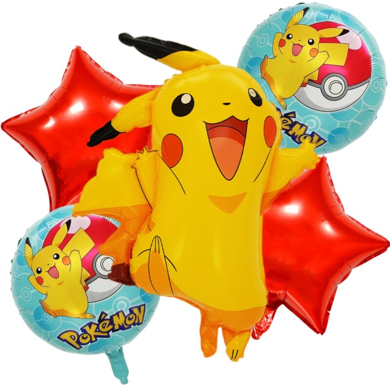 5 Stks/set Pokemon Ballon Pikachu Aluminiumfolie Ballonnen 1e Kids Pokemon Thema Verjaardagsfeestje Decoraties Baby Shower Globos
