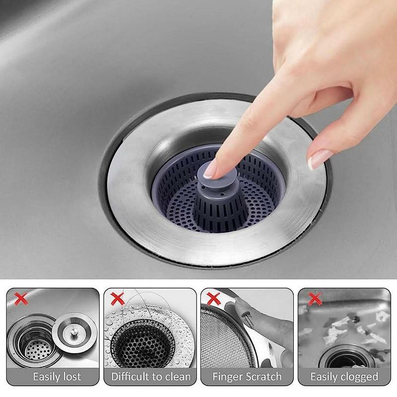 Sink Drain Strainer Portable Multifunctional Kitchen Sink Drain Filter Hair Drain Hole Bathtub Wash Basin Filter Kitchen Gadgets